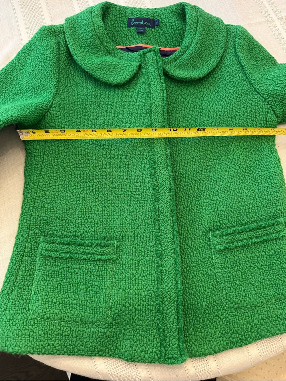 Boden Green Textured Peter Pan Collar Blazer Medium - Picture 13 of 14